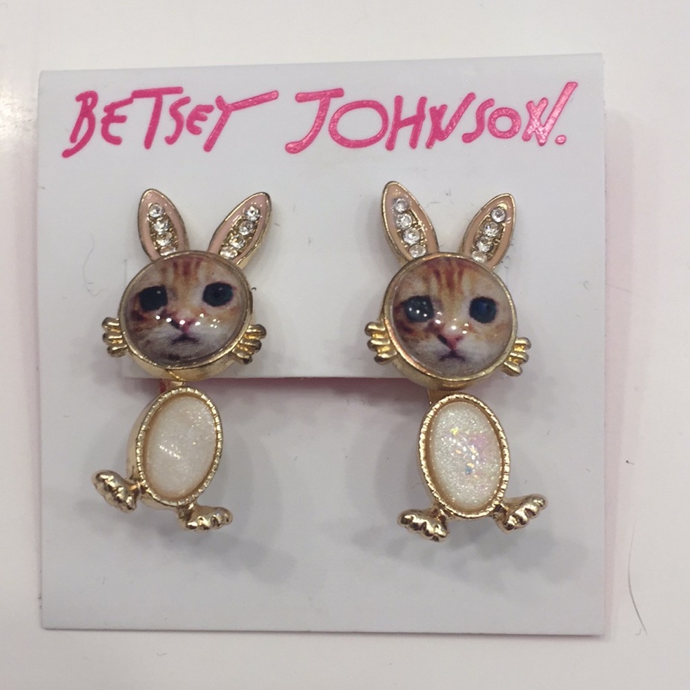 Betsey Johnson Cat Bunny Front Back Earrings